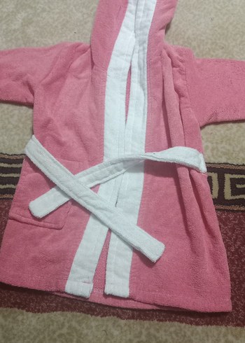 Kız Çocuk Pembe Desenli Bornoz1/2 Yaş - Görsel 4