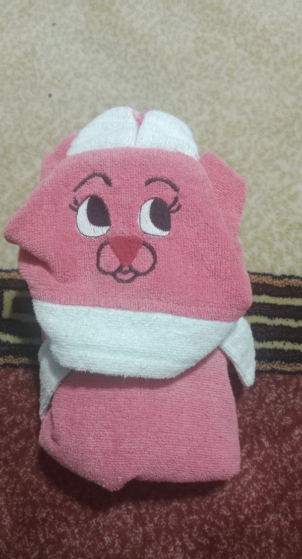 Kız Çocuk Pembe Desenli Bornoz1/2 Yaş - Görsel 2