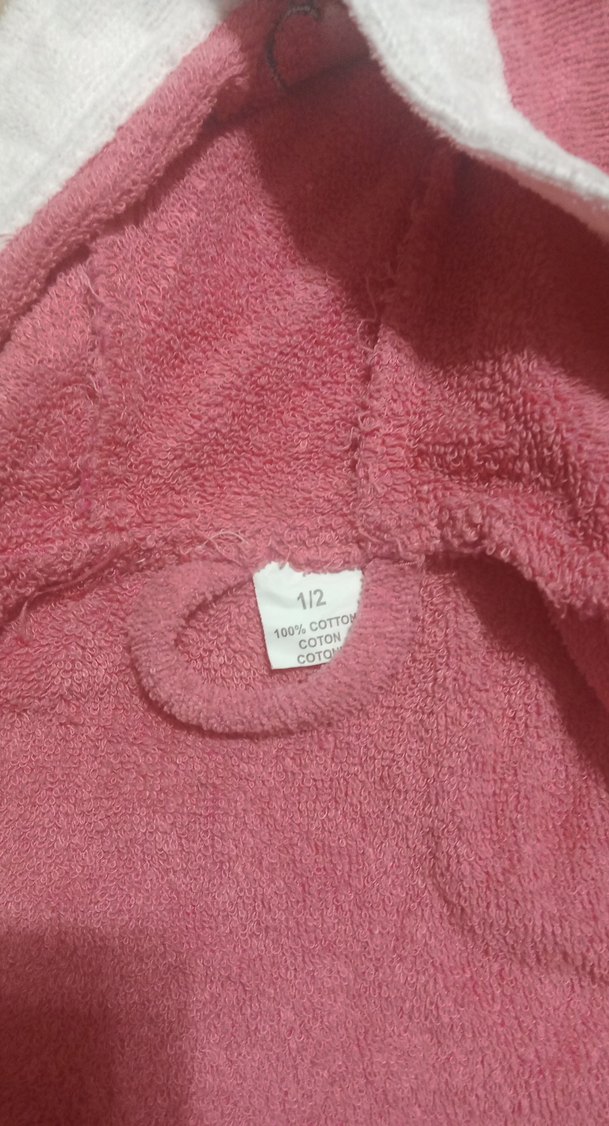 Kız Çocuk Pembe Desenli Bornoz1/2 Yaş - Görsel 5