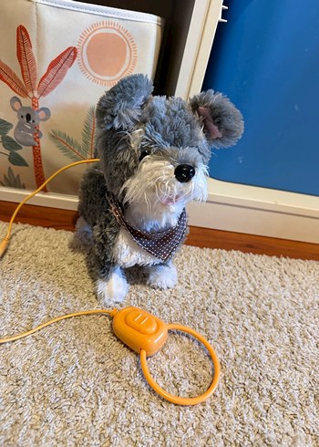 Gri Peluş Köpek Oyuncak yürüyor ve havluyor - Görsel 2