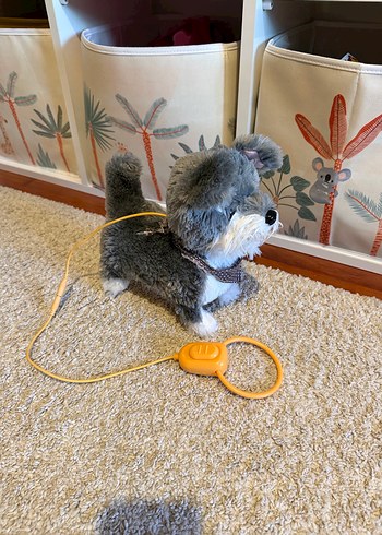 Gri Peluş Köpek Oyuncak yürüyor ve havluyor - Görsel 4