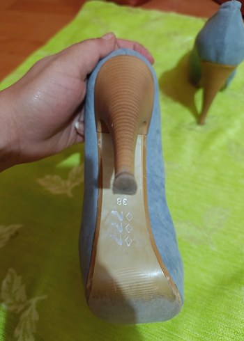 Mavi Süet Platform Topuklu Kadın Ayakkabı - Görsel 3