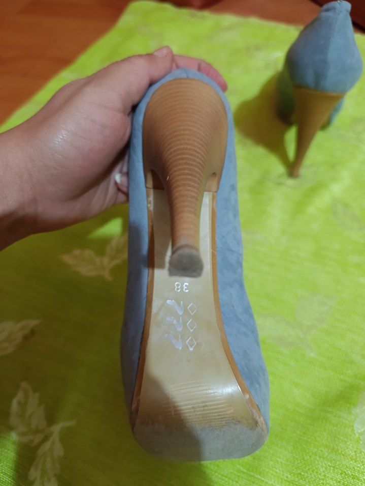 Mavi Süet Platform Topuklu Kadın Ayakkabı - Görsel 3