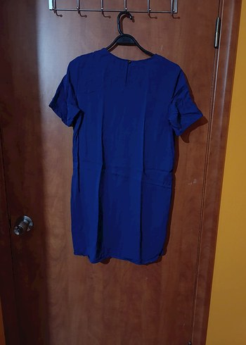 Kadın Mavi Kısa Kollu Basic Elbise Tunik - Görsel 2