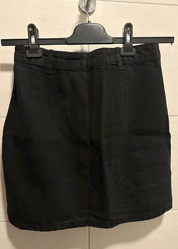 Siyah Mini Kot Etek, Kemerli, Nakışlı - Görsel 2