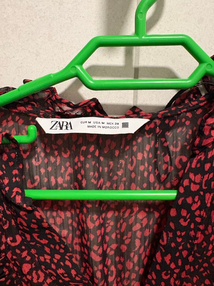 Uzun Kollu Kırmızı Fırfırlı Kadın Elbise - Görsel 2