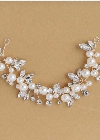 Beyaz İnci ve Taşlı Metal Saç Aksesuarı - Görsel 2