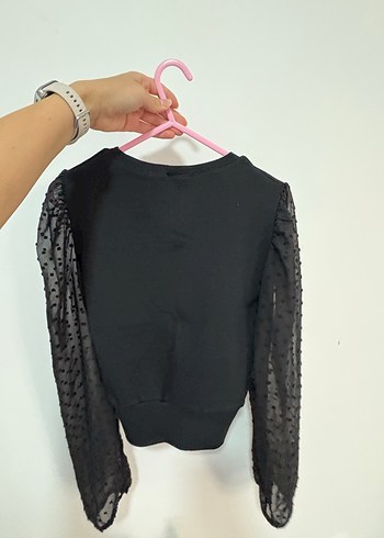 Siyah Uzun Kollu Örgü Triko Bluz - Görsel 2