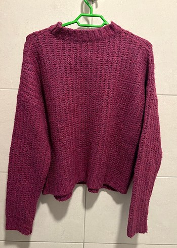 Bordo Örgü Kadın Kazak - Görsel 3