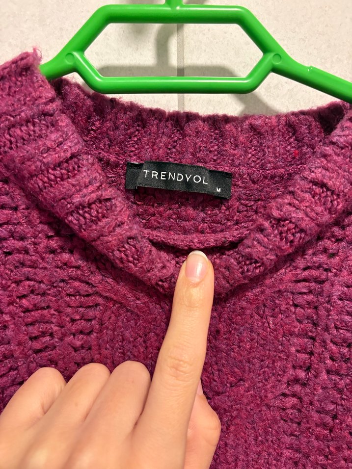 Bordo Örgü Kadın Kazak - Görsel 2