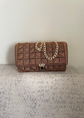 Zincir Detaylı Kahverengi Deri Kadın Çanta - Görsel 2