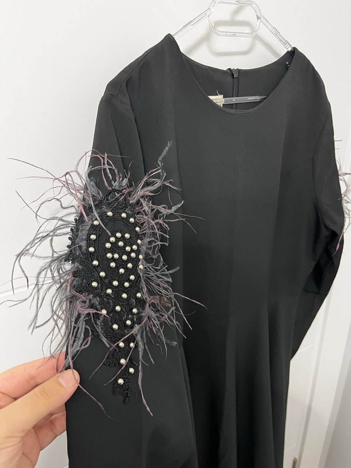 Uzun Siyah Gotik Kadın Elbise - Görsel 3