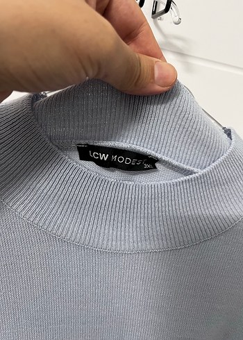 Bebe mavi Kadın Uzun Kollu Triko Sweatshirt tepe mavi - Görsel 3