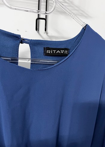 Mavi Piliseli Uzun Kollu Uzun Elbise - Görsel 4