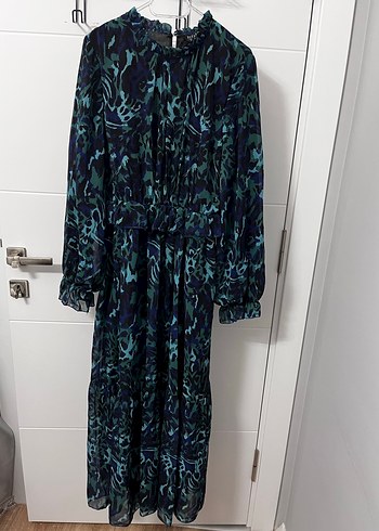 Mavi Bohem Uzun Kollu Piliseli Elbise - Görsel 2