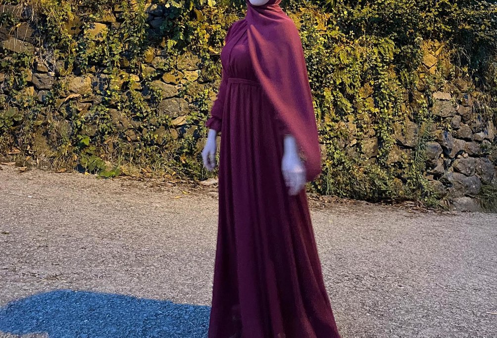 Bordo elbise - Görsel 2