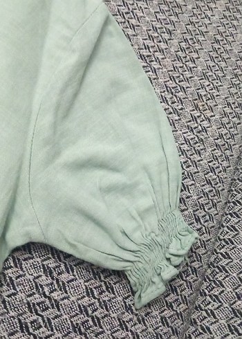 Nakışlı Düğmeli Yeşil kız çoçuk Krop  Gömlek - Görsel 3