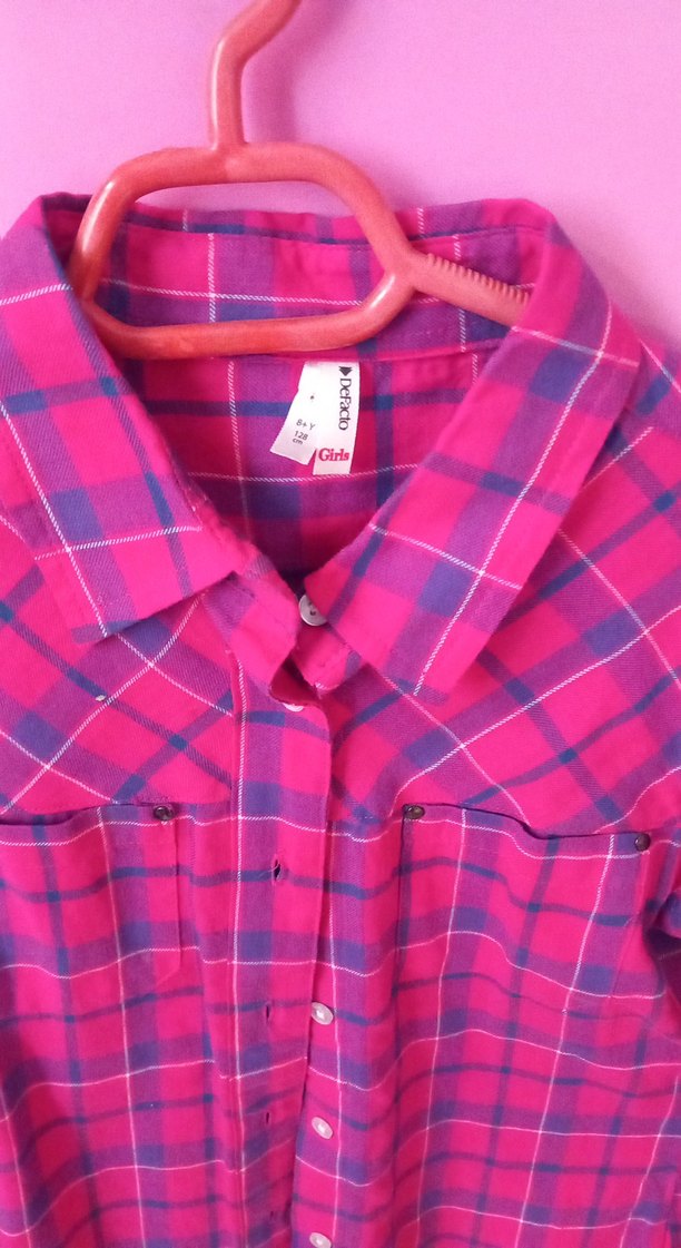 Pembe Düğmeli Uzun Kollu Kız Çocuk Gömlek - Görsel 2