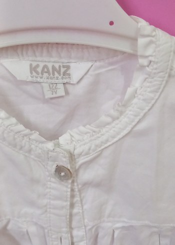 KANZ Beyaz Nakışlı Uzun Kollu Kız Gömlek - Görsel 2