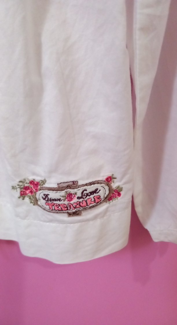 KANZ Beyaz Nakışlı Uzun Kollu Kız Gömlek - Görsel 3