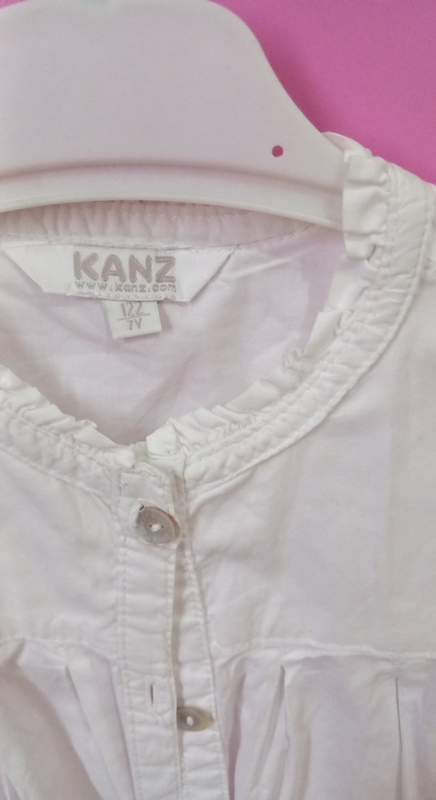 KANZ Beyaz Nakışlı Uzun Kollu Kız Gömlek - Görsel 2