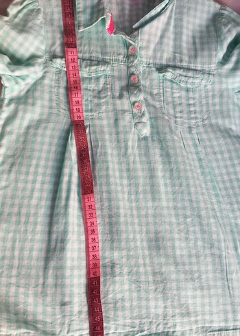 Pamuklu Düğmeli Uzun Kollu Kız çoçuk Gömlek - Görsel 3