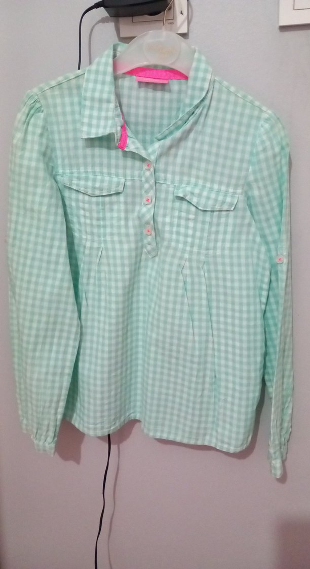 Pamuklu Düğmeli Uzun Kollu Kız çoçuk Gömlek - Görsel 5