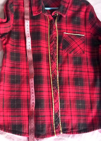 Düğmeli Kırmızı Ekose Kız çocuk Gömlek - Görsel 6
