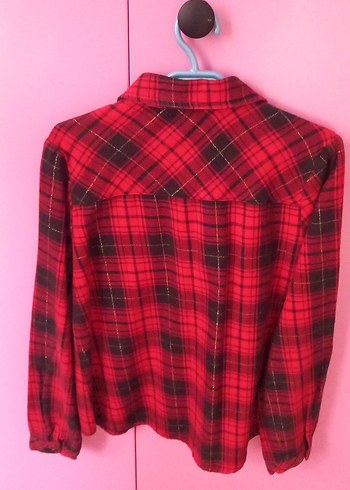 Düğmeli Kırmızı Ekose Kız çocuk Gömlek - Görsel 5