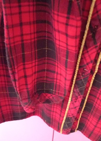 Düğmeli Kırmızı Ekose Kız çocuk Gömlek - Görsel 4