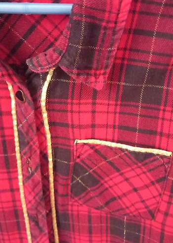 Düğmeli Kırmızı Ekose Kız çocuk Gömlek - Görsel 3