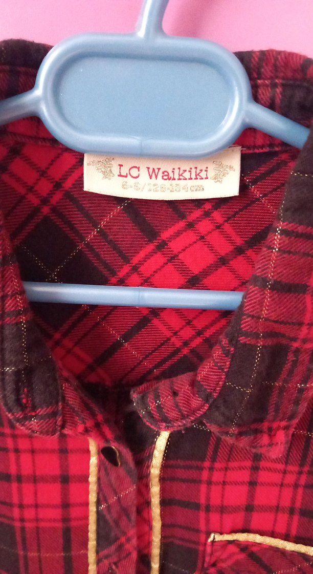 Düğmeli Kırmızı Ekose Kız çocuk Gömlek - Görsel 2