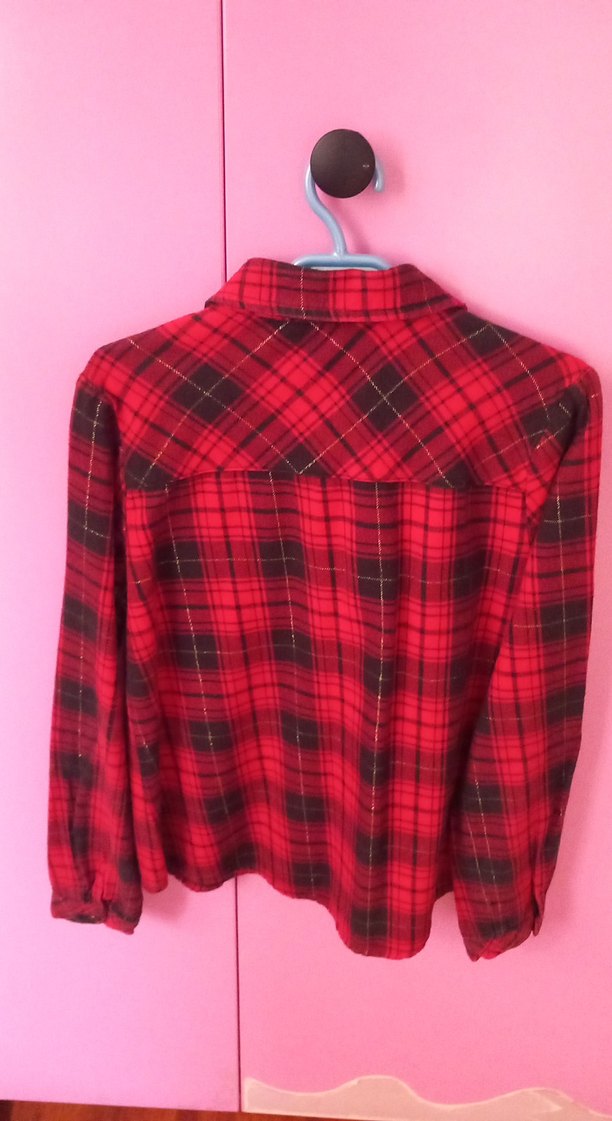 Düğmeli Kırmızı Ekose Kız çocuk Gömlek - Görsel 5