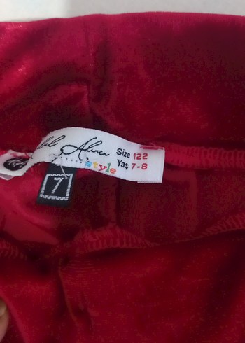 Kız çocuk Kırmızı Fermuarlı Şık Kadife  Eşofman Takımı - Görsel 6