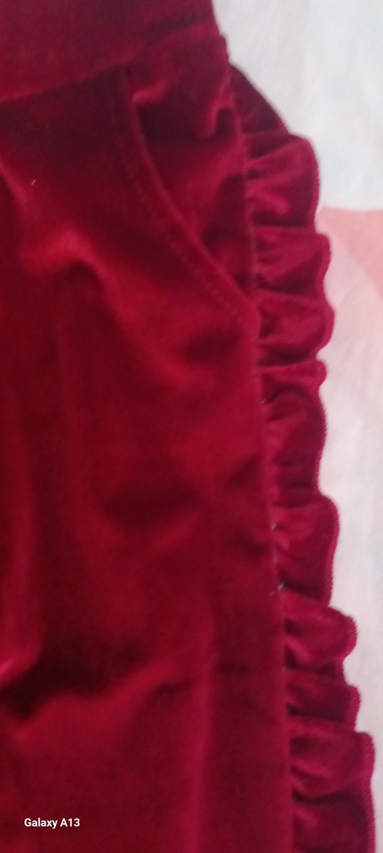 Kız çocuk Kırmızı Fermuarlı Şık Kadife  Eşofman Takımı - Görsel 5