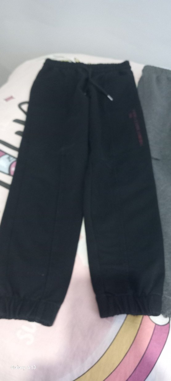 Kız çocuk Gri ve siyah Pamuklu Rahat Kesim Eşofman - Görsel 2