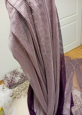 Mor Bağlama Desenli Modern Tül Perde - Görsel 10