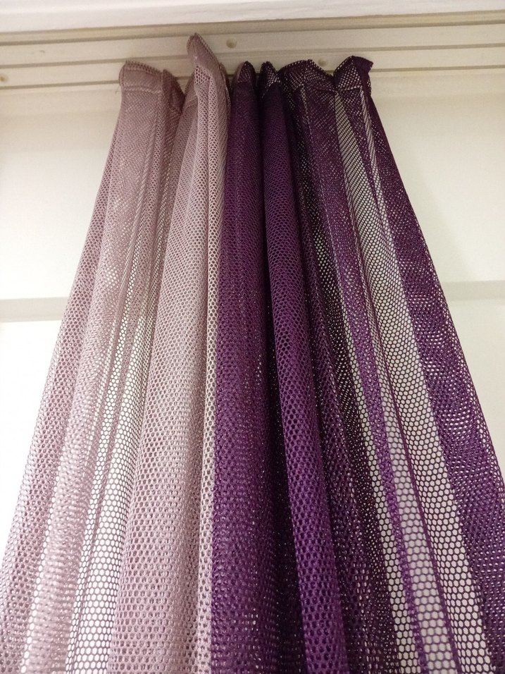 Mor Bağlama Desenli Modern Tül Perde - Görsel 2