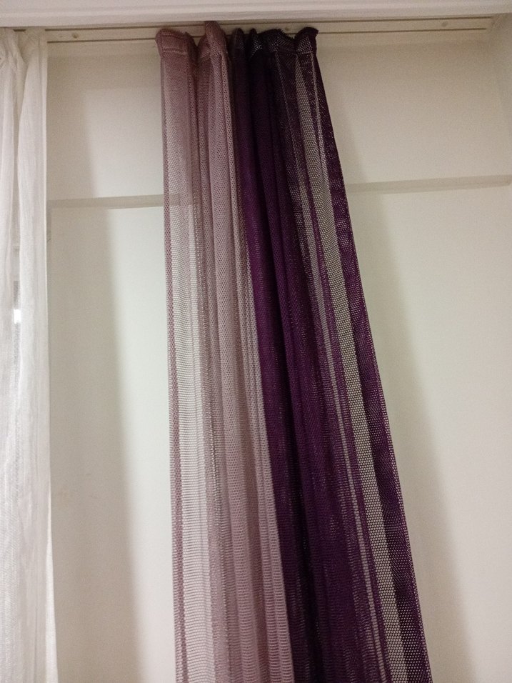 Mor Bağlama Desenli Modern Tül Perde - Görsel 4