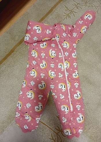 Kız Bebek Fermuarlı Pembe Desenli Tulumu - Görsel 2