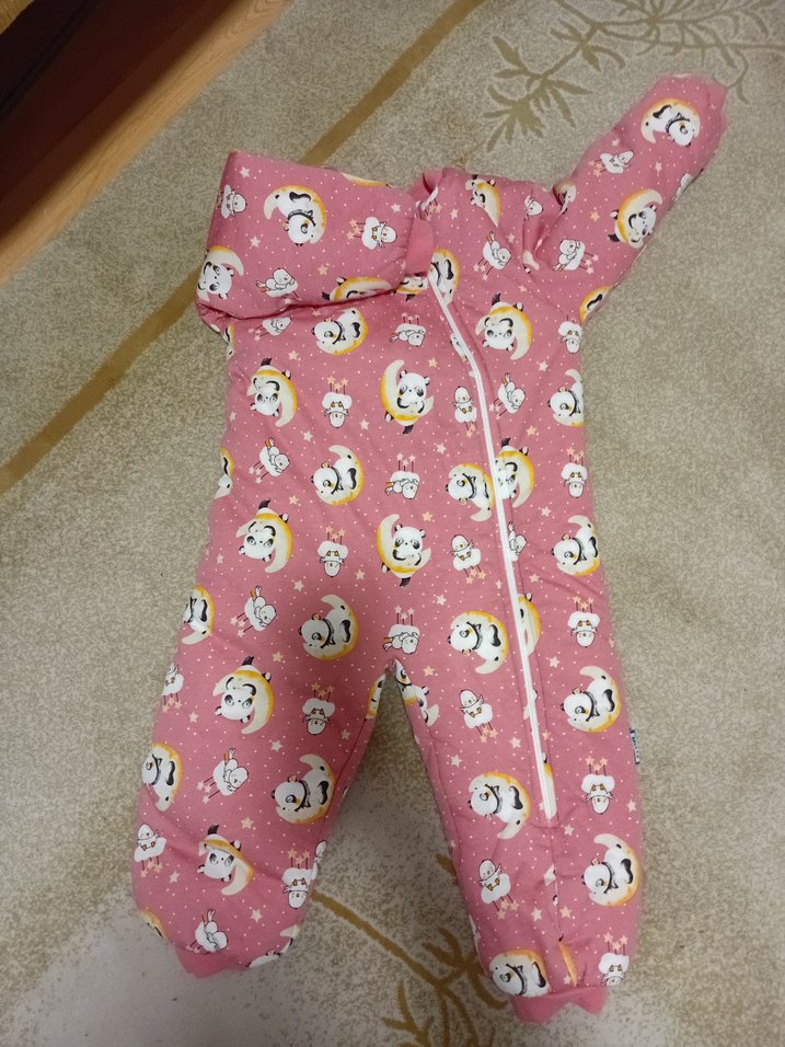 Kız Bebek Fermuarlı Pembe Desenli Tulumu - Görsel 2