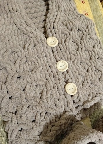 Gri Örgü Kolsuz Mini Bohem Kazak - Görsel 2