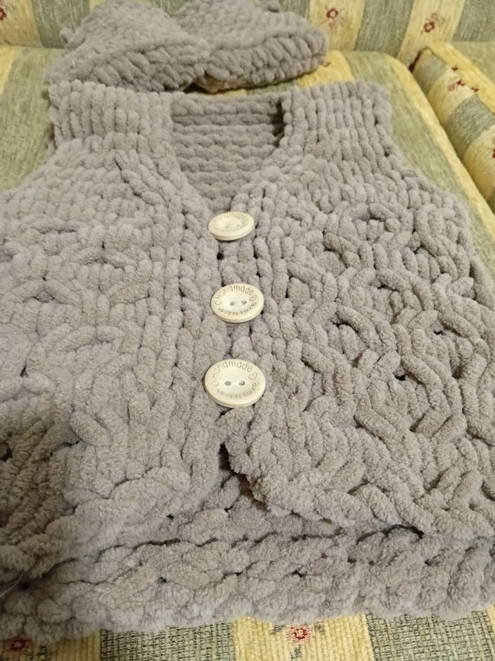 Gri Örgü Kolsuz Mini Bohem Kazak - Görsel 3