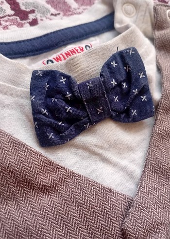 Düğmeli Kahverengi Bebek Erkek Takımı - Görsel 5