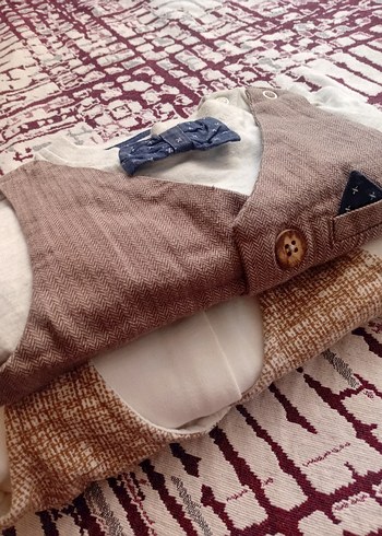 Düğmeli Kahverengi Bebek Erkek Takımı - Görsel 11