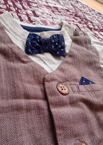 Düğmeli Kahverengi Bebek Erkek Takımı - Görsel 7