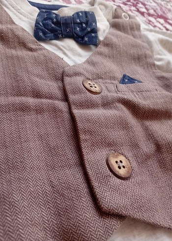 Düğmeli Kahverengi Bebek Erkek Takımı - Görsel 6