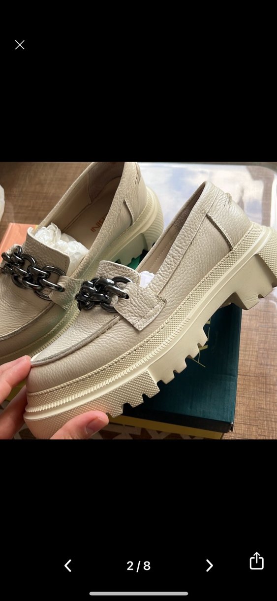 Zincir Detaylı Gri Beyaz Kadın Loafer - Görsel 2