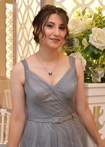 Gri Drapeli Midi Abiye Elbise - Görsel 3