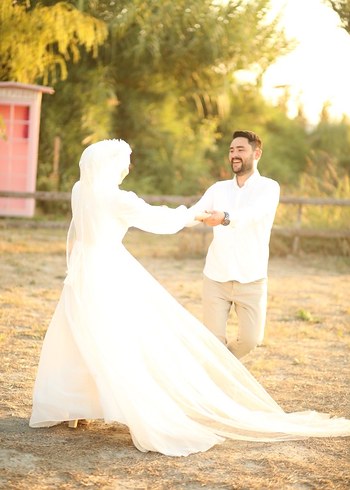 Beyaz Tesettür Gelinlik - Görsel 14